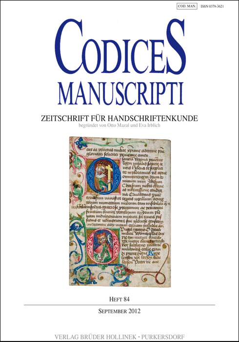 Codices Manuscripti & Impressi 84 (2012)