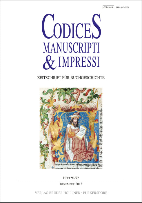 Codices Manuscripti & Impressi 91/ 92 (2013)
